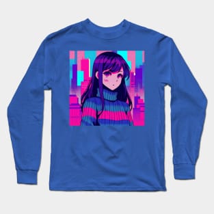 Anime girl in a turtleneck Long Sleeve T-Shirt